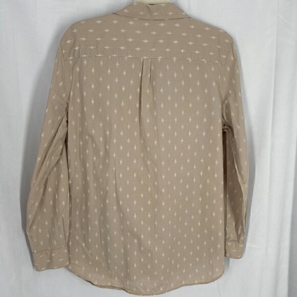 Garnet Hill 100% Organic Pima Cotton Neutral Southwest Pattern Button Front Top - Picture 6 of 8